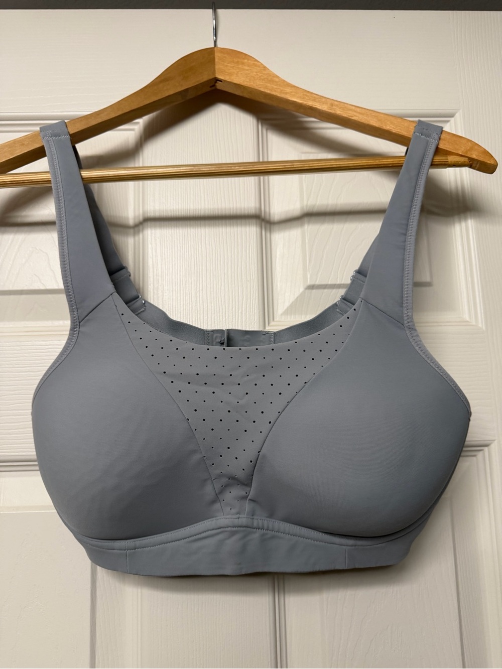 lululemon athletica Gray Perforated Front Sports Time Bra